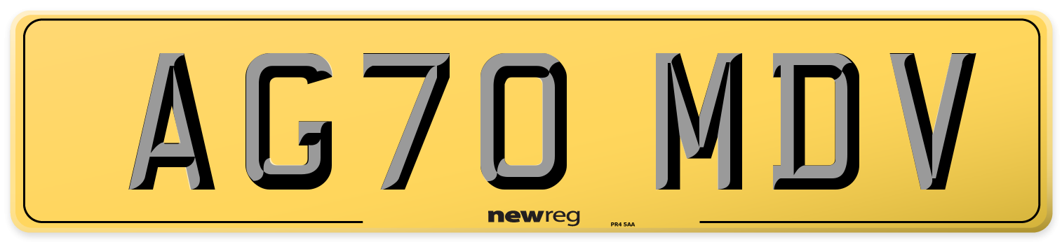 AG70 MDV Rear Number Plate