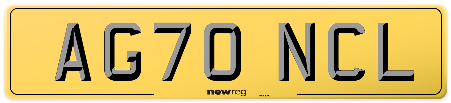AG70 NCL Rear Number Plate