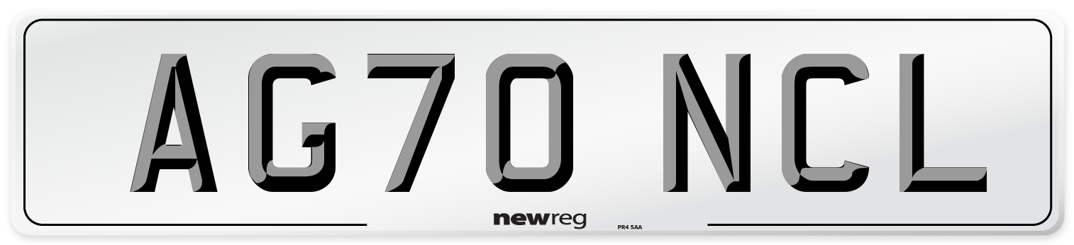 AG70 NCL Front Number Plate