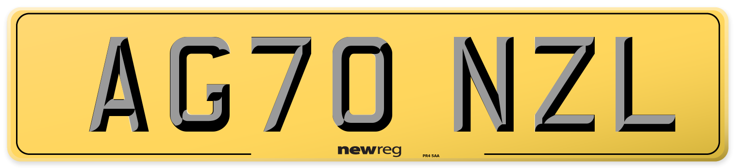AG70 NZL Rear Number Plate