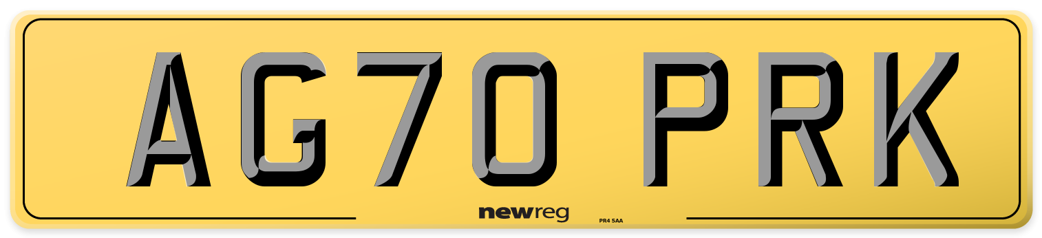 AG70 PRK Rear Number Plate