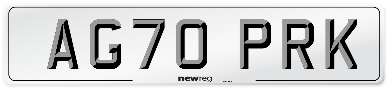 AG70 PRK Front Number Plate