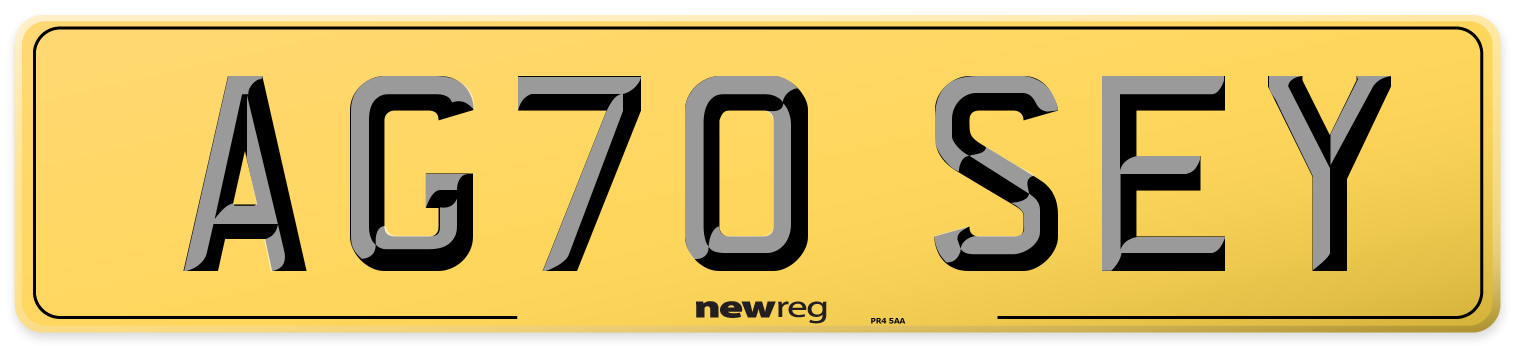 AG70 SEY Rear Number Plate
