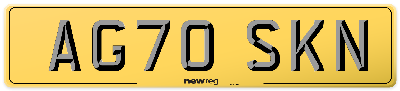AG70 SKN Rear Number Plate