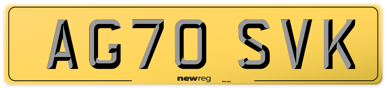 AG70 SVK Rear Number Plate