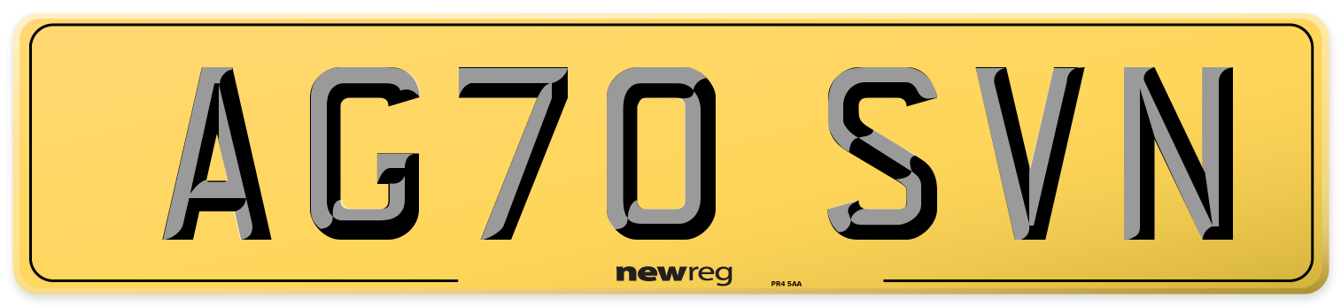 AG70 SVN Rear Number Plate