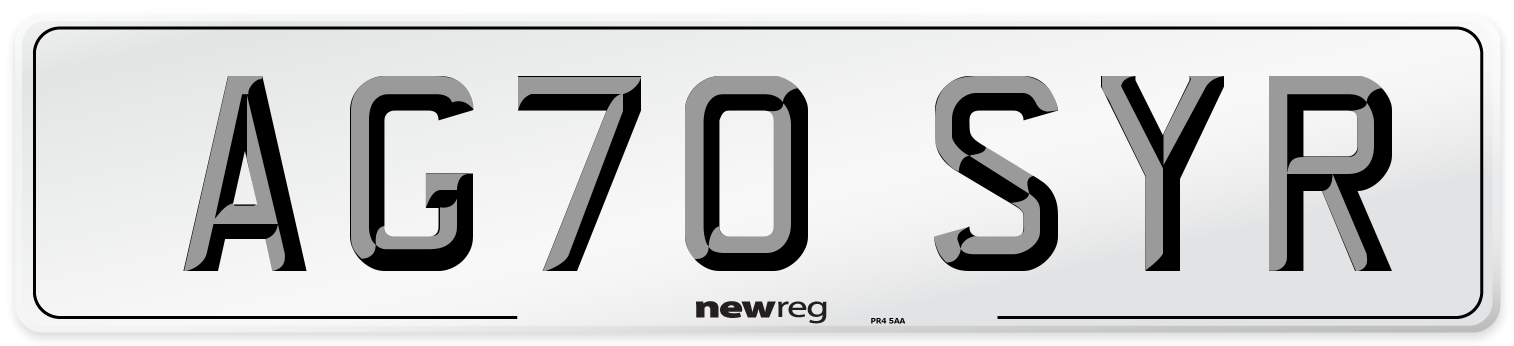 AG70 SYR Front Number Plate
