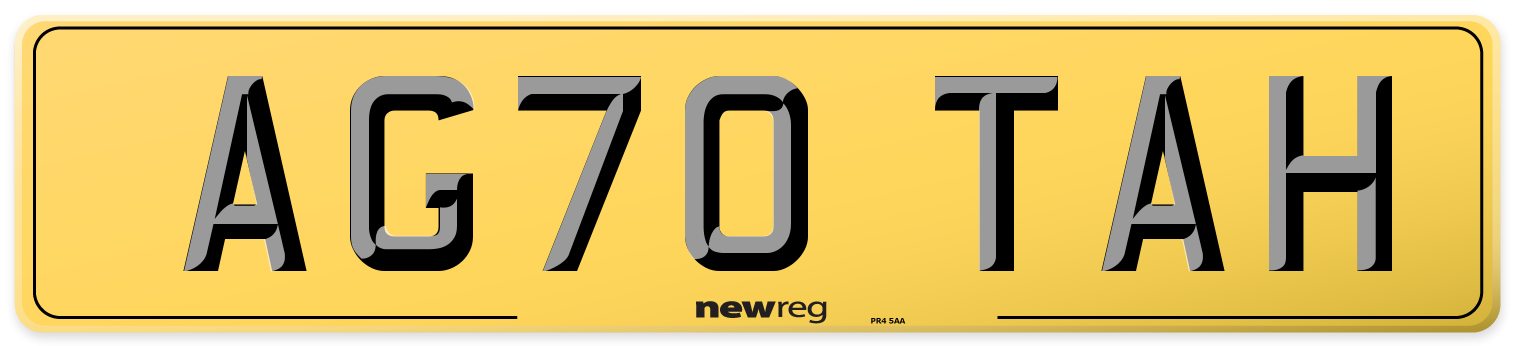 AG70 TAH Rear Number Plate