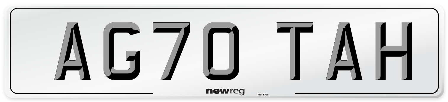 AG70 TAH Front Number Plate