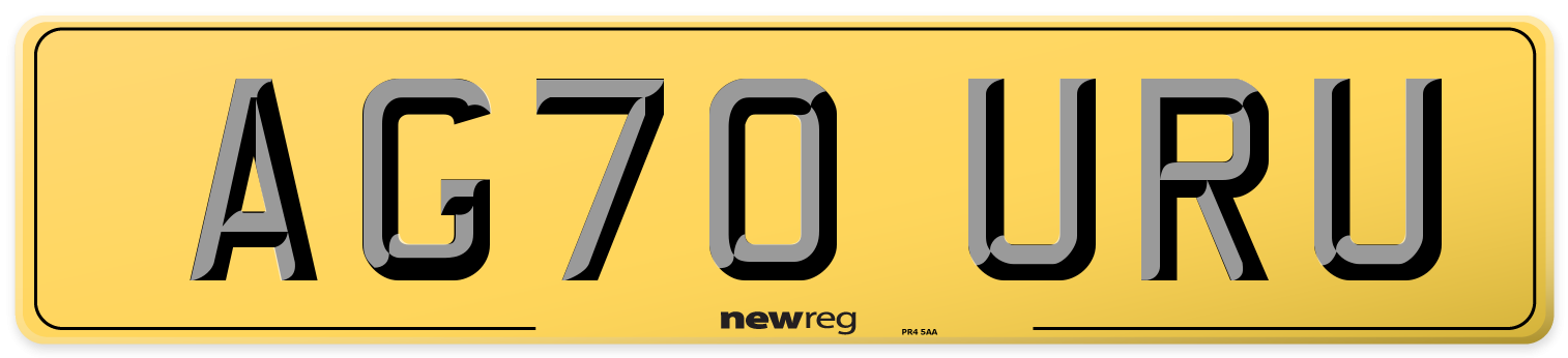 AG70 URU Rear Number Plate
