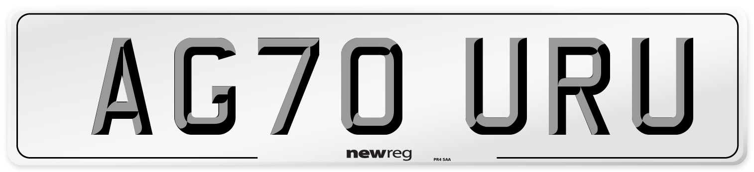 AG70 URU Front Number Plate