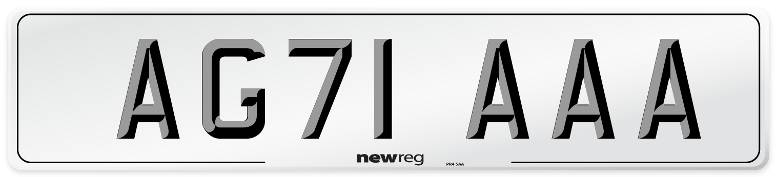 AG71 AAA Front Number Plate