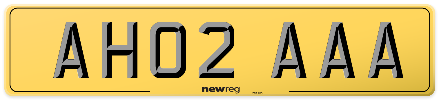 AH02 AAA Rear Number Plate