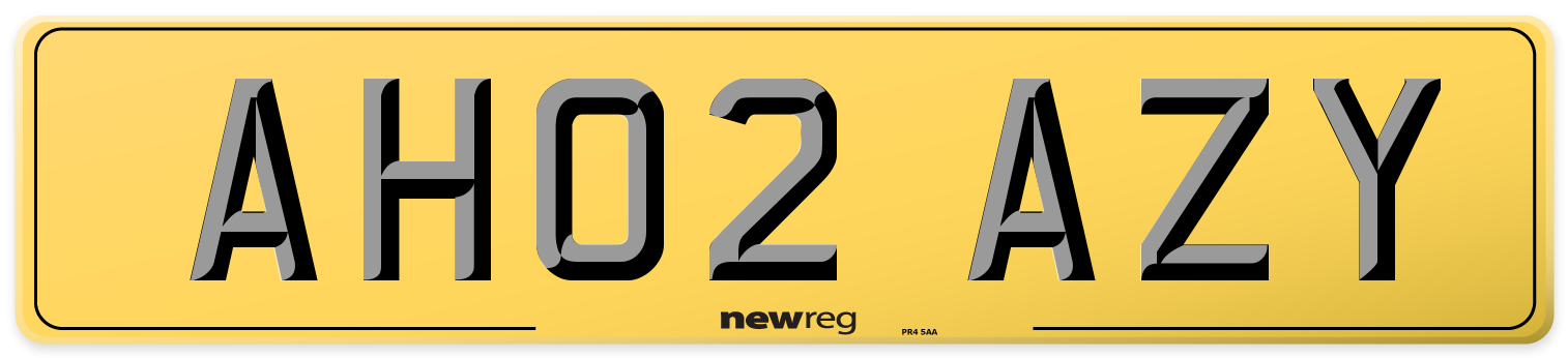 AH02 AZY Rear Number Plate