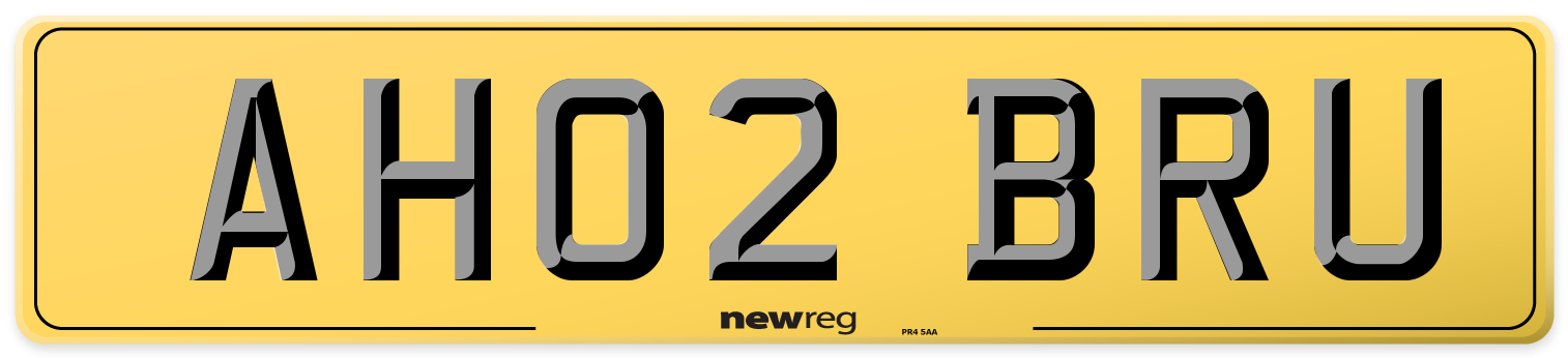 AH02 BRU Rear Number Plate