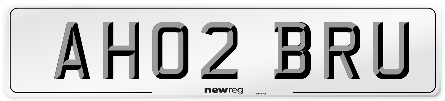 AH02 BRU Front Number Plate