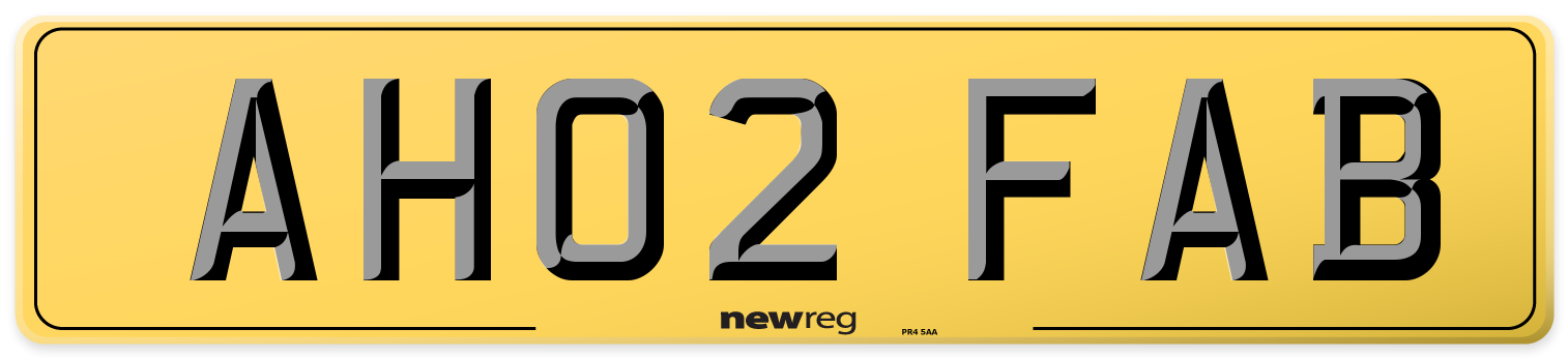 AH02 FAB Rear Number Plate