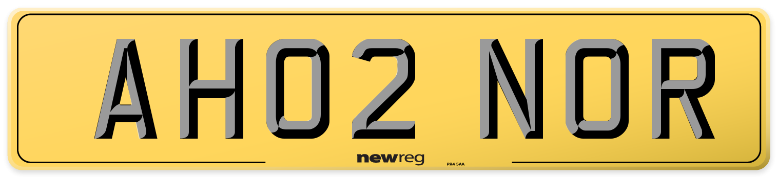 AH02 NOR Rear Number Plate
