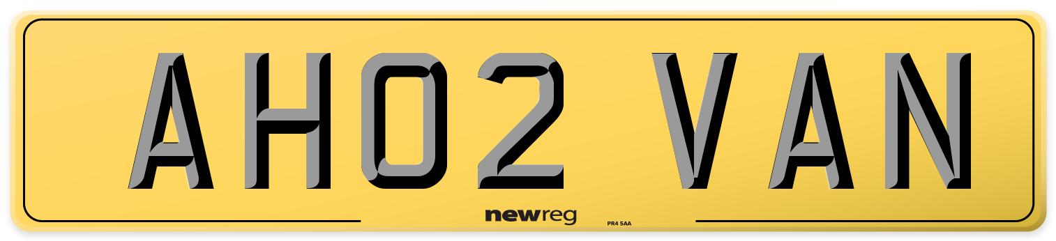 AH02 VAN Rear Number Plate