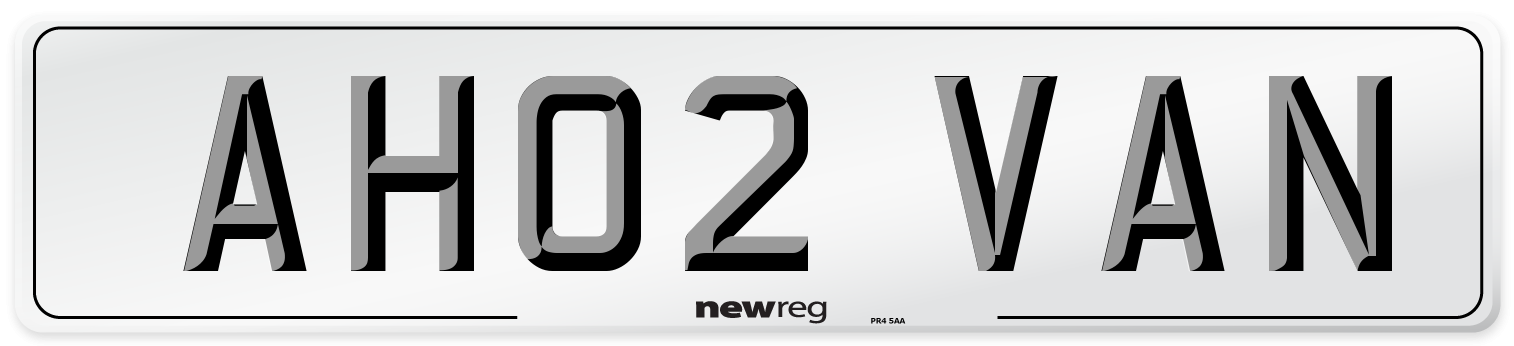 AH02 VAN Front Number Plate