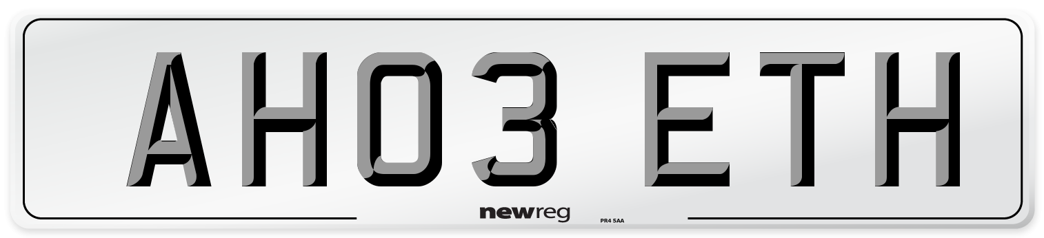 AH03 ETH Front Number Plate