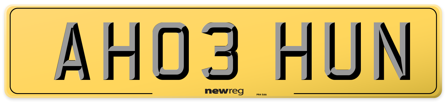 AH03 HUN Rear Number Plate