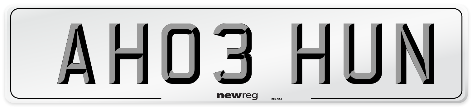 AH03 HUN Front Number Plate