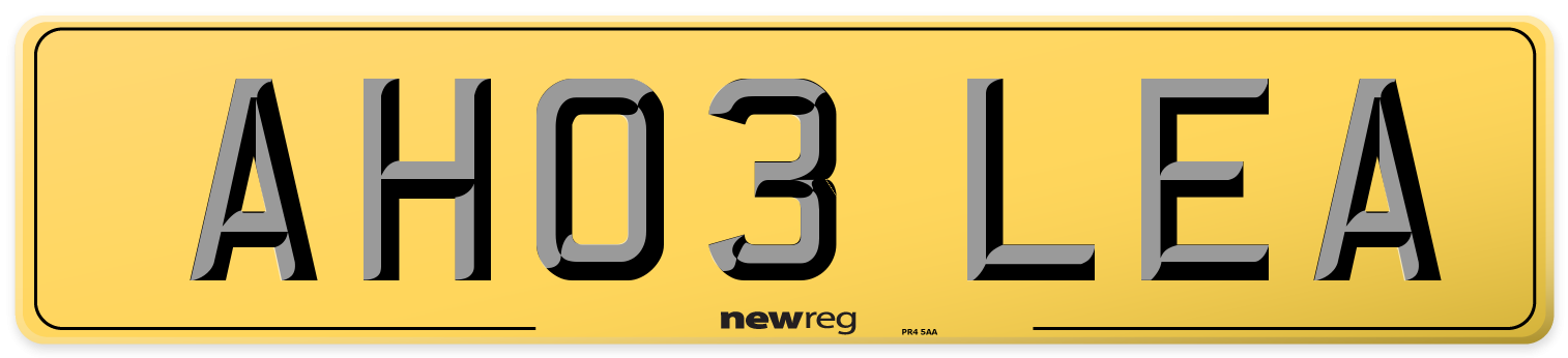 AH03 LEA Rear Number Plate