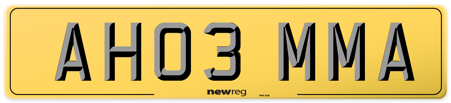 AH03 MMA Rear Number Plate