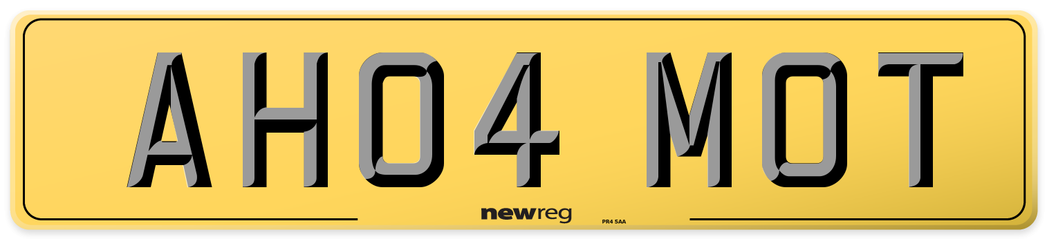 AH04 MOT Rear Number Plate