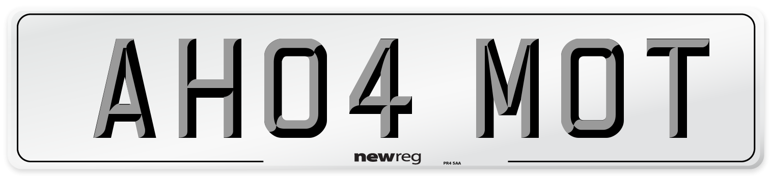 AH04 MOT Front Number Plate
