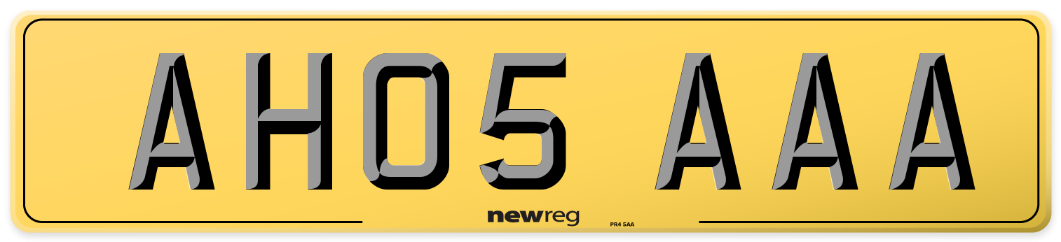 AH05 AAA Rear Number Plate