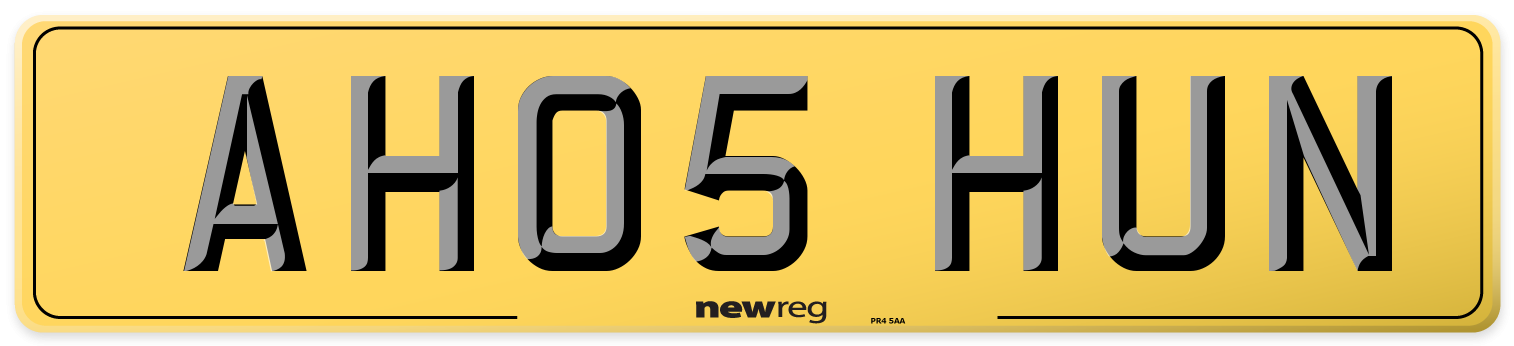 AH05 HUN Rear Number Plate