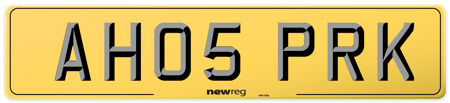 AH05 PRK Rear Number Plate