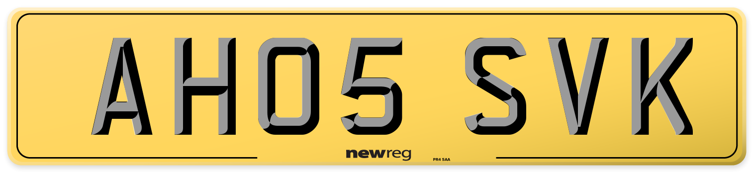 AH05 SVK Rear Number Plate