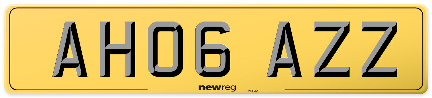 AH06 AZZ Rear Number Plate