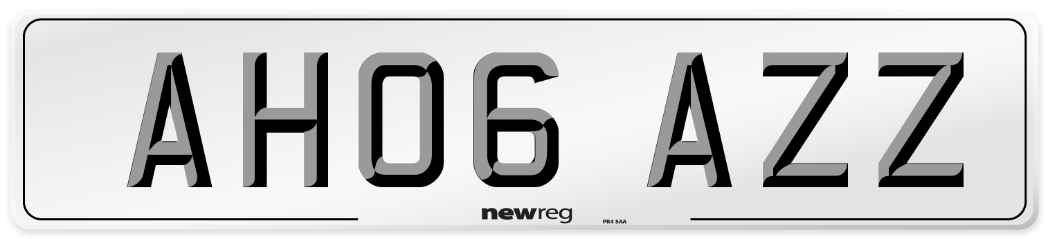 AH06 AZZ Front Number Plate