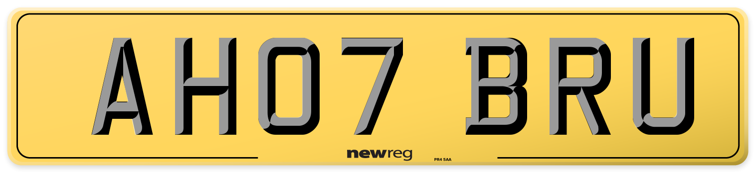 AH07 BRU Rear Number Plate
