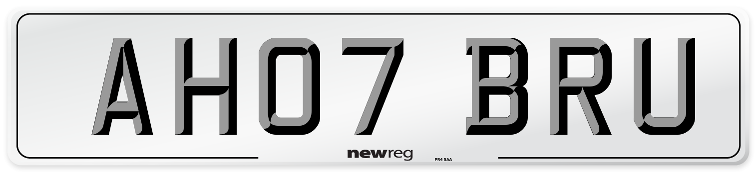 AH07 BRU Front Number Plate