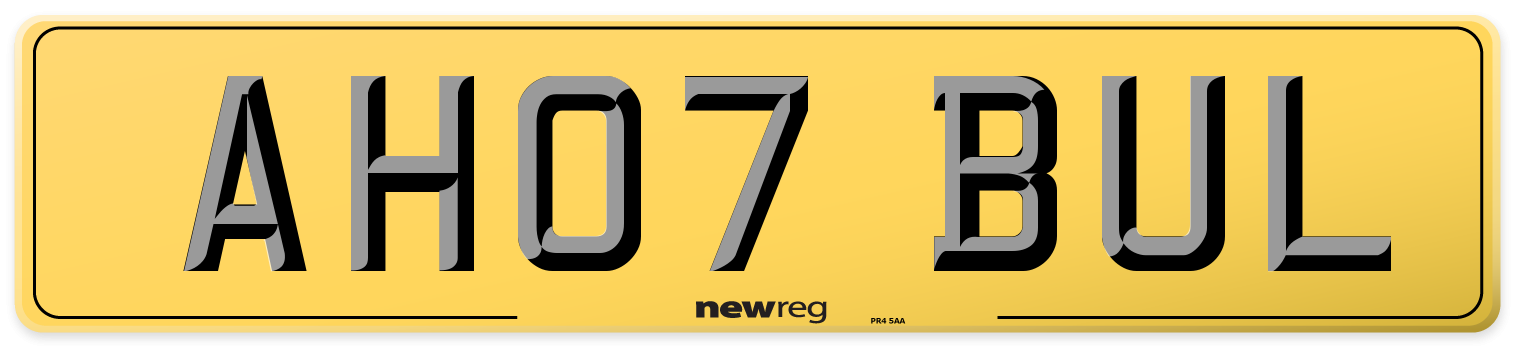 AH07 BUL Rear Number Plate