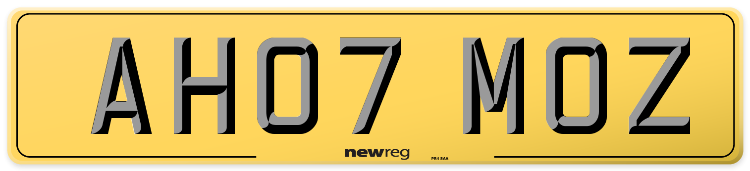 AH07 MOZ Rear Number Plate