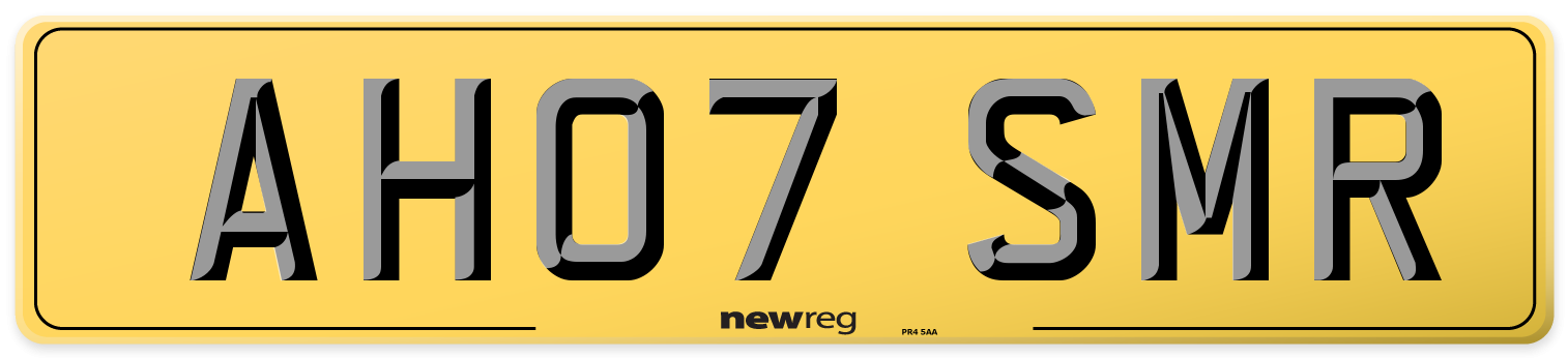 AH07 SMR Rear Number Plate