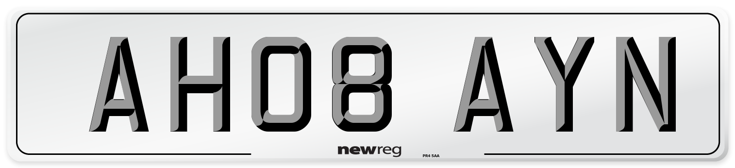 AH08 AYN Front Number Plate