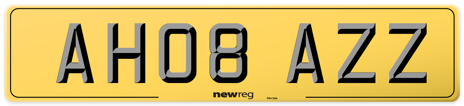AH08 AZZ Rear Number Plate