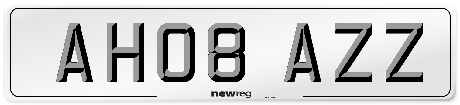 AH08 AZZ Front Number Plate
