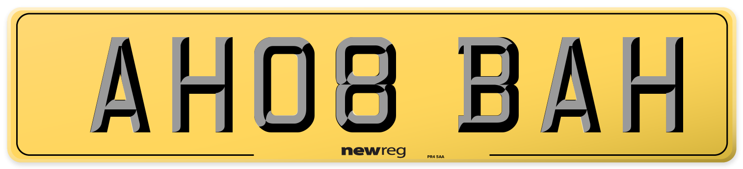 AH08 BAH Rear Number Plate
