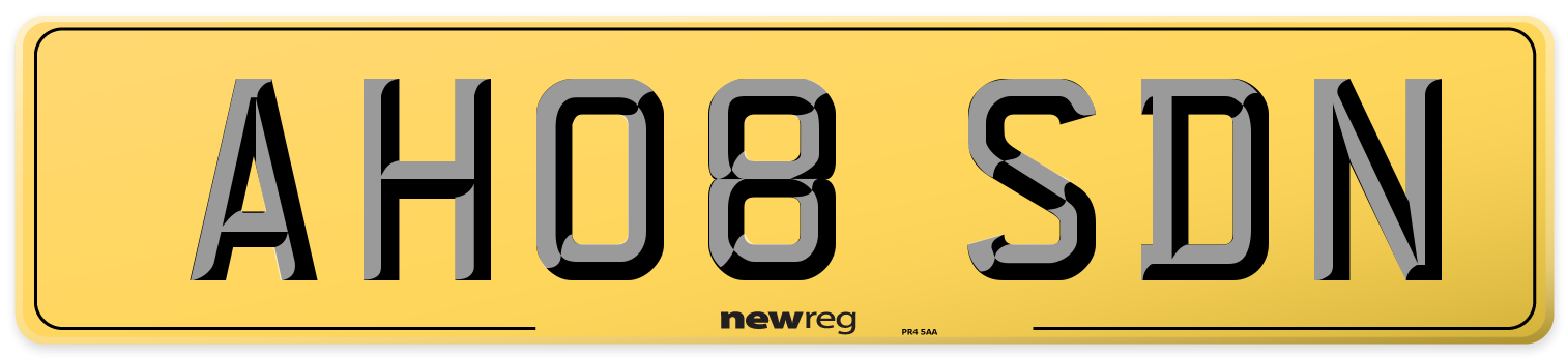AH08 SDN Rear Number Plate