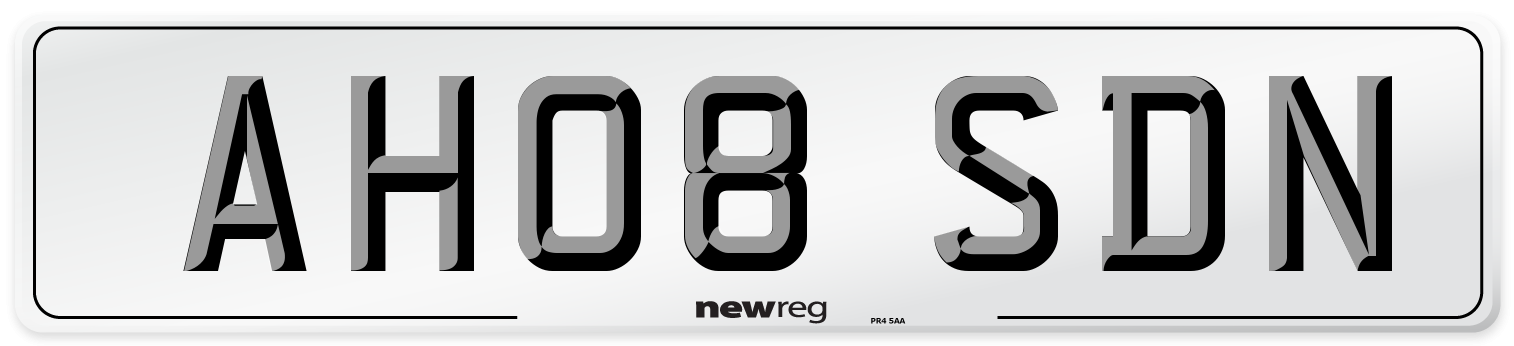 AH08 SDN Front Number Plate