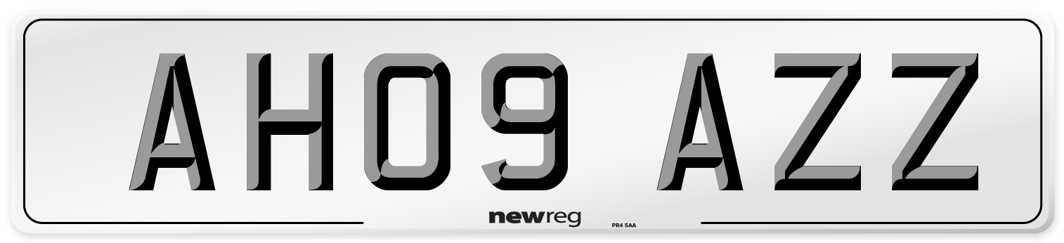 AH09 AZZ Front Number Plate