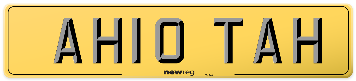 AH10 TAH Rear Number Plate